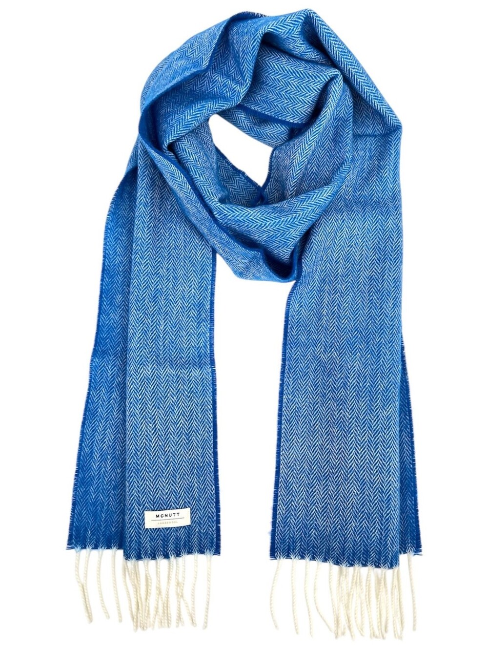 McNutt Irish Merino Wool Herringbone Roy Blue Scarf